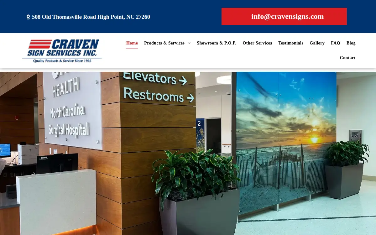 Homepage of Craven Sign Services, INC