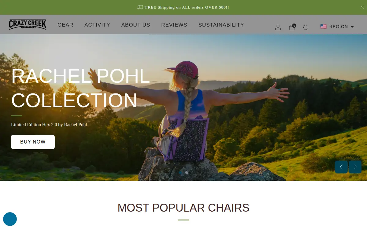 Homepage of Crazy Creek Products LLC