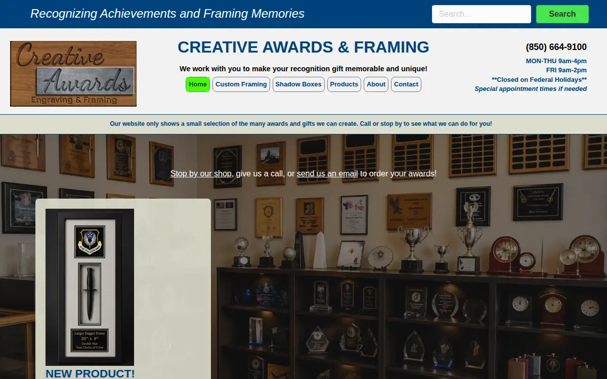 Homepage of Creative Awards LLC