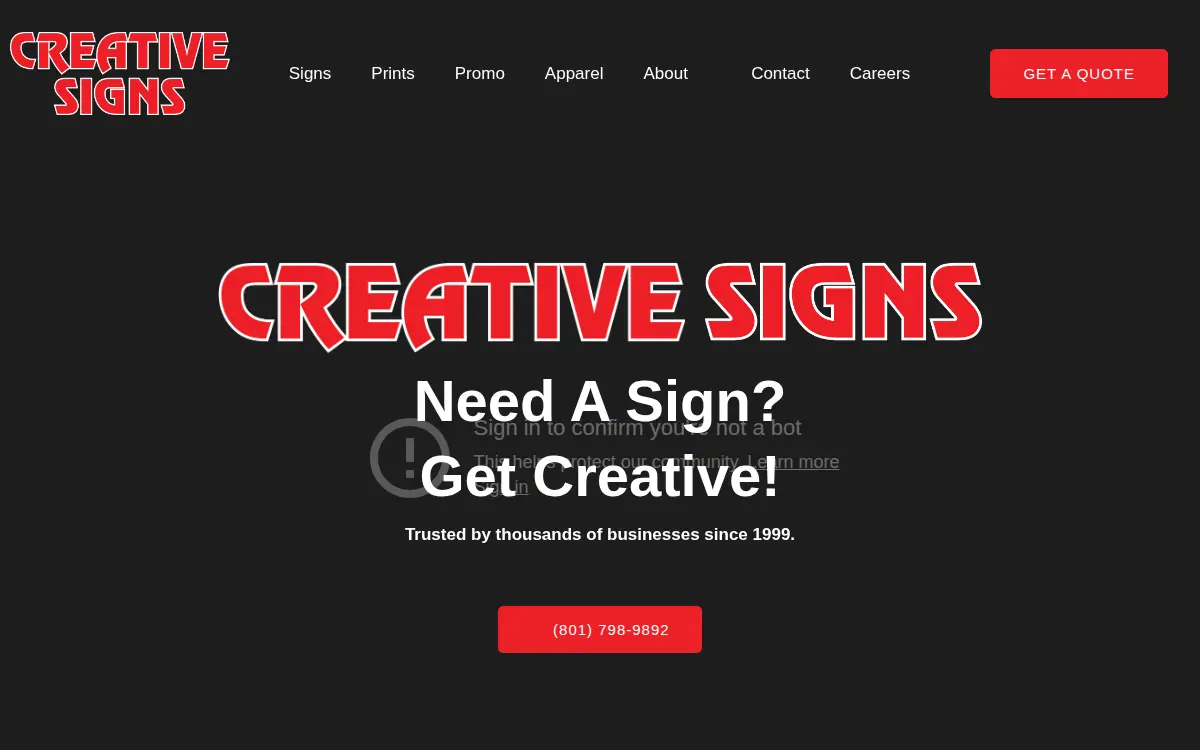 Homepage of Creative Signs and Graphics LLC