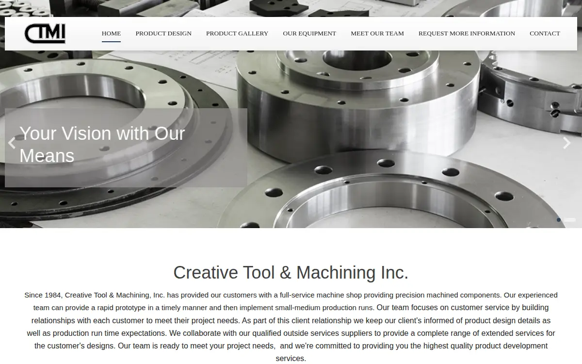 Homepage of Creative Tool & Machining INC