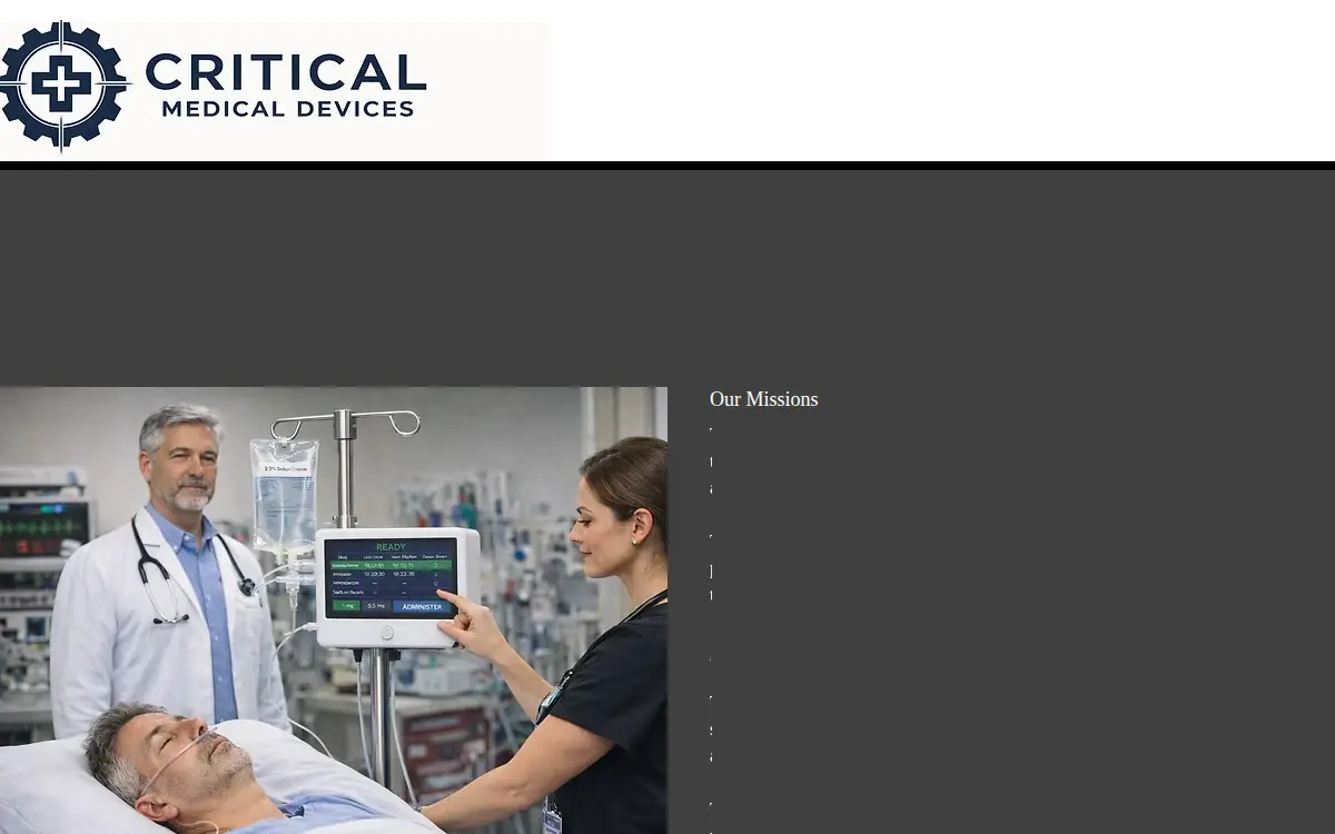 Homepage of Critical Medical Devices Corporation