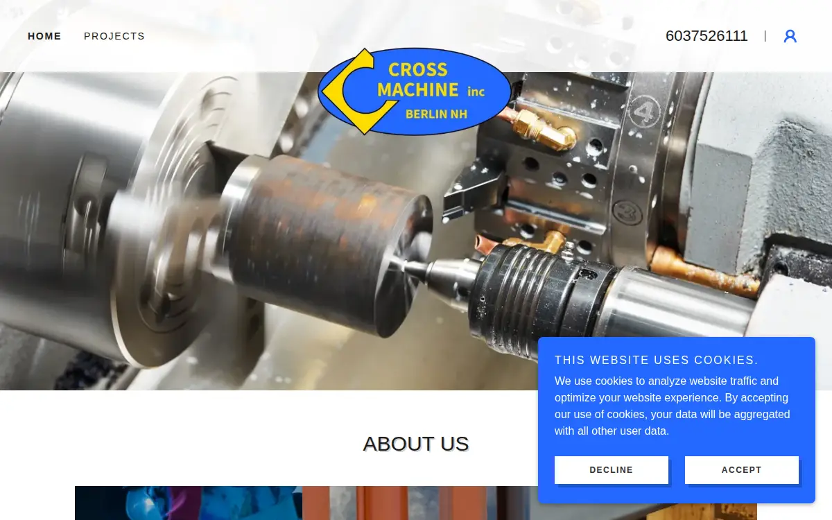 Homepage of Cross Machine, INC.
