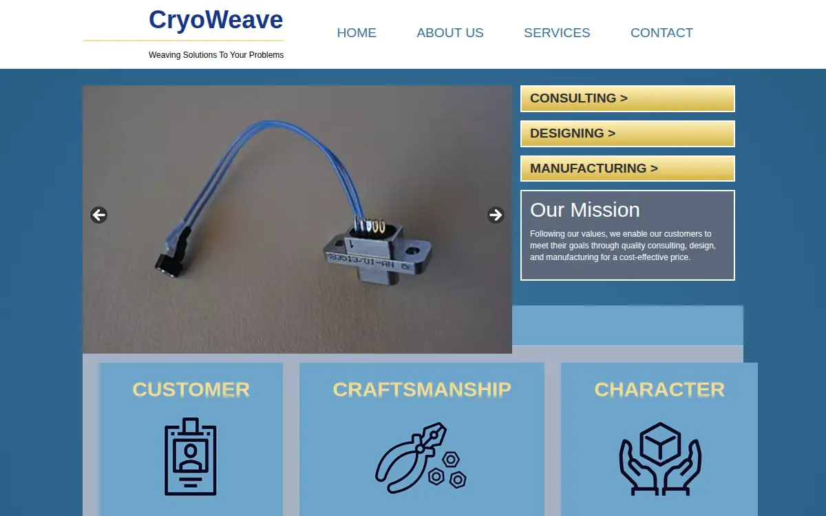 Homepage of Cryoweave LLC