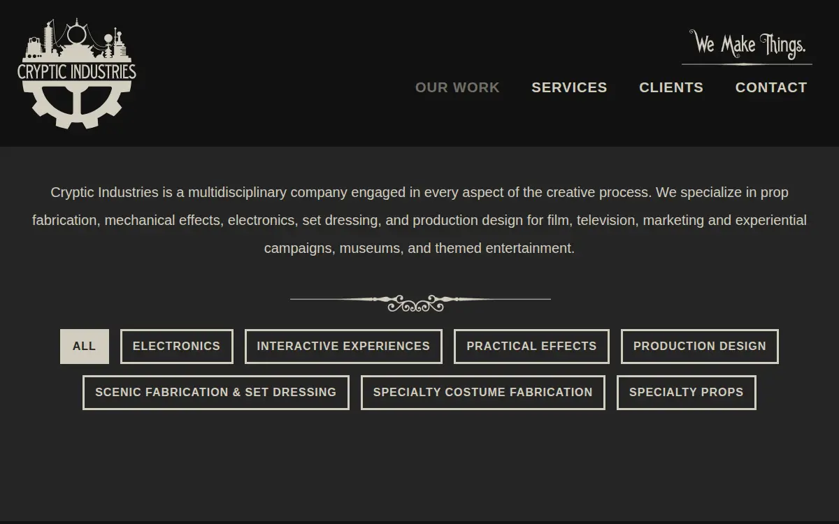 Homepage of Cryptic Industries