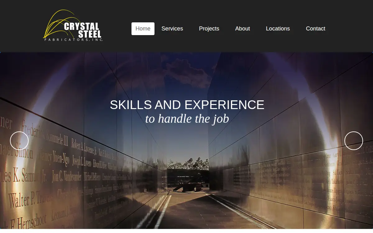Homepage of Crystal Steel Fabricators INC