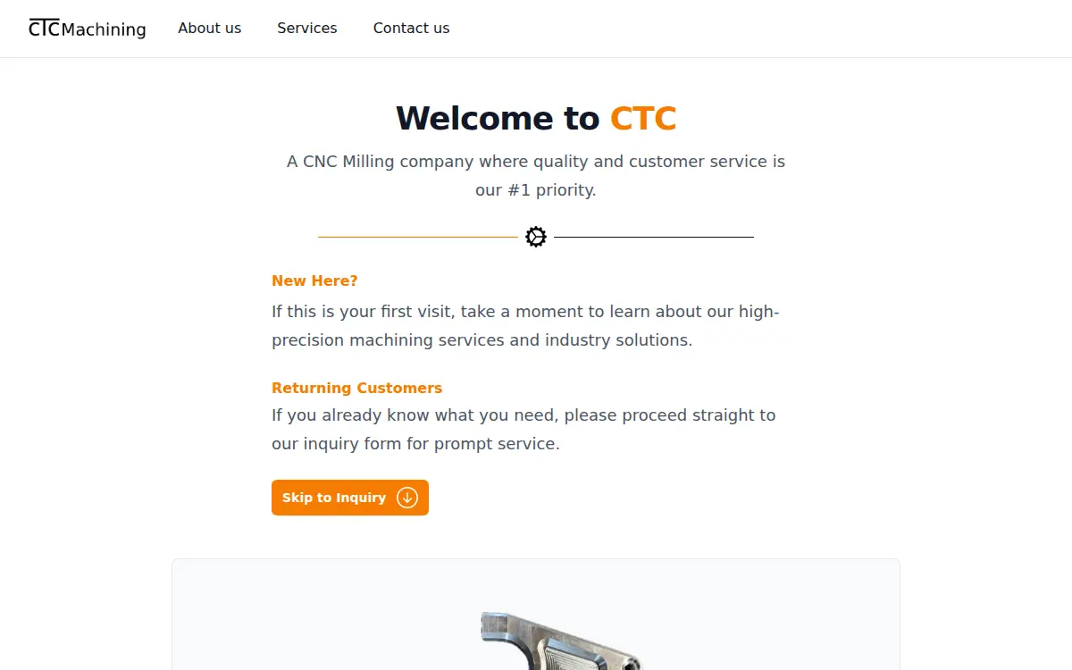 Homepage of Ctc Machining, LLC
