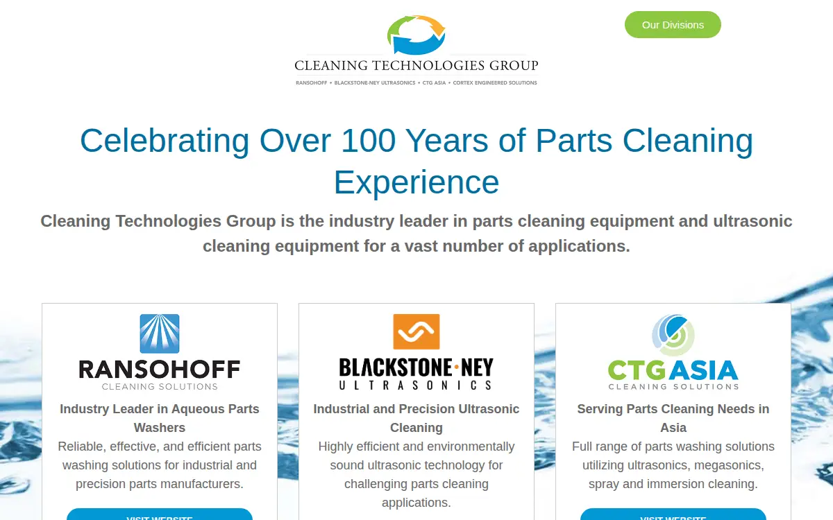 Homepage of Cleaning Technologies Group, LLC