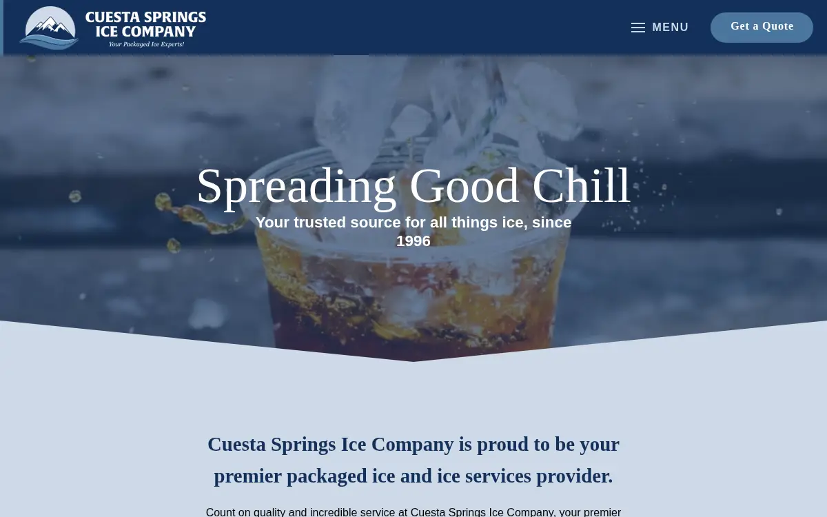 Homepage of Cuesta Springs Ice CO INC