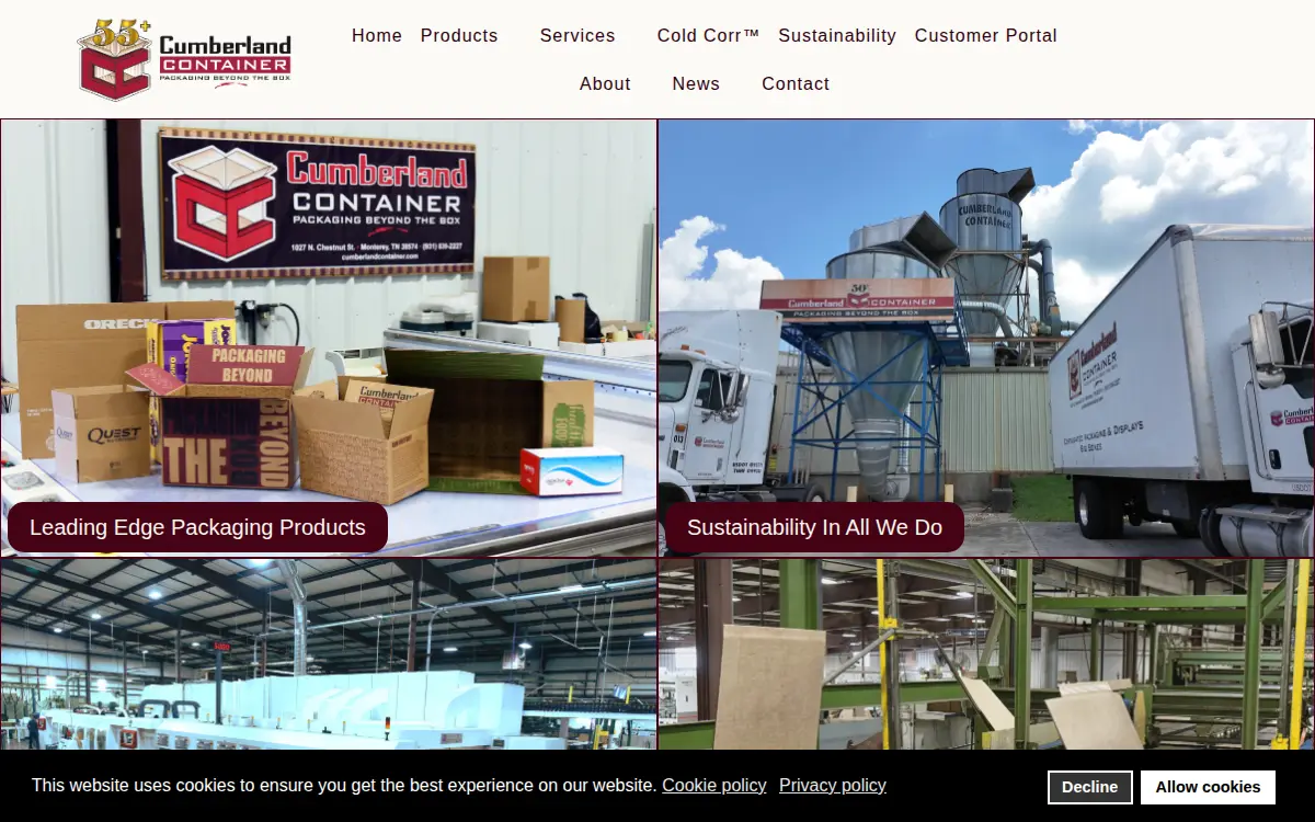 Homepage of Cumberland Container Corporation