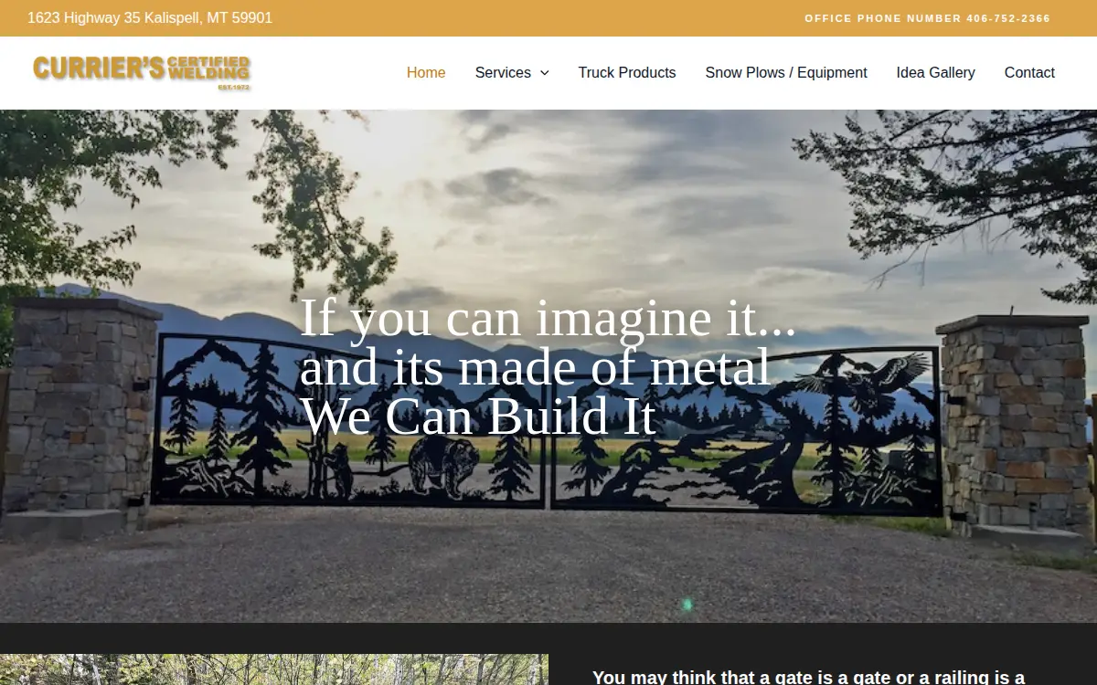 Homepage of Currier Certified Welding, INC.