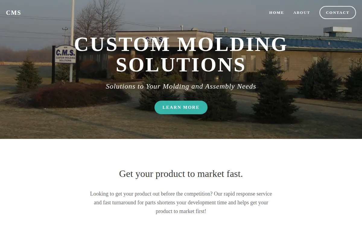 Homepage of Custom Molding Solutions, INC.