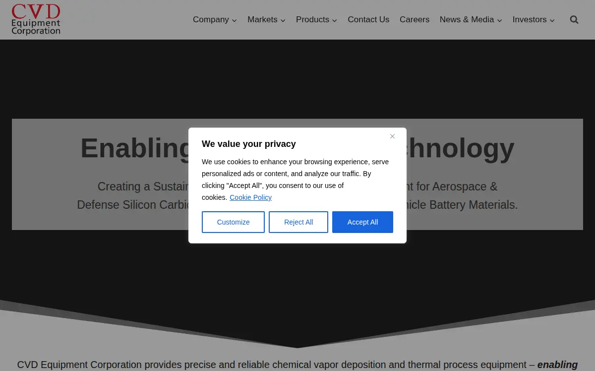 Homepage of Cvd Equipment Corporation
