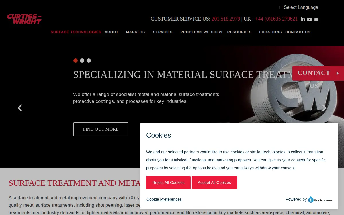 Homepage of Metal Improvement Company, LLC