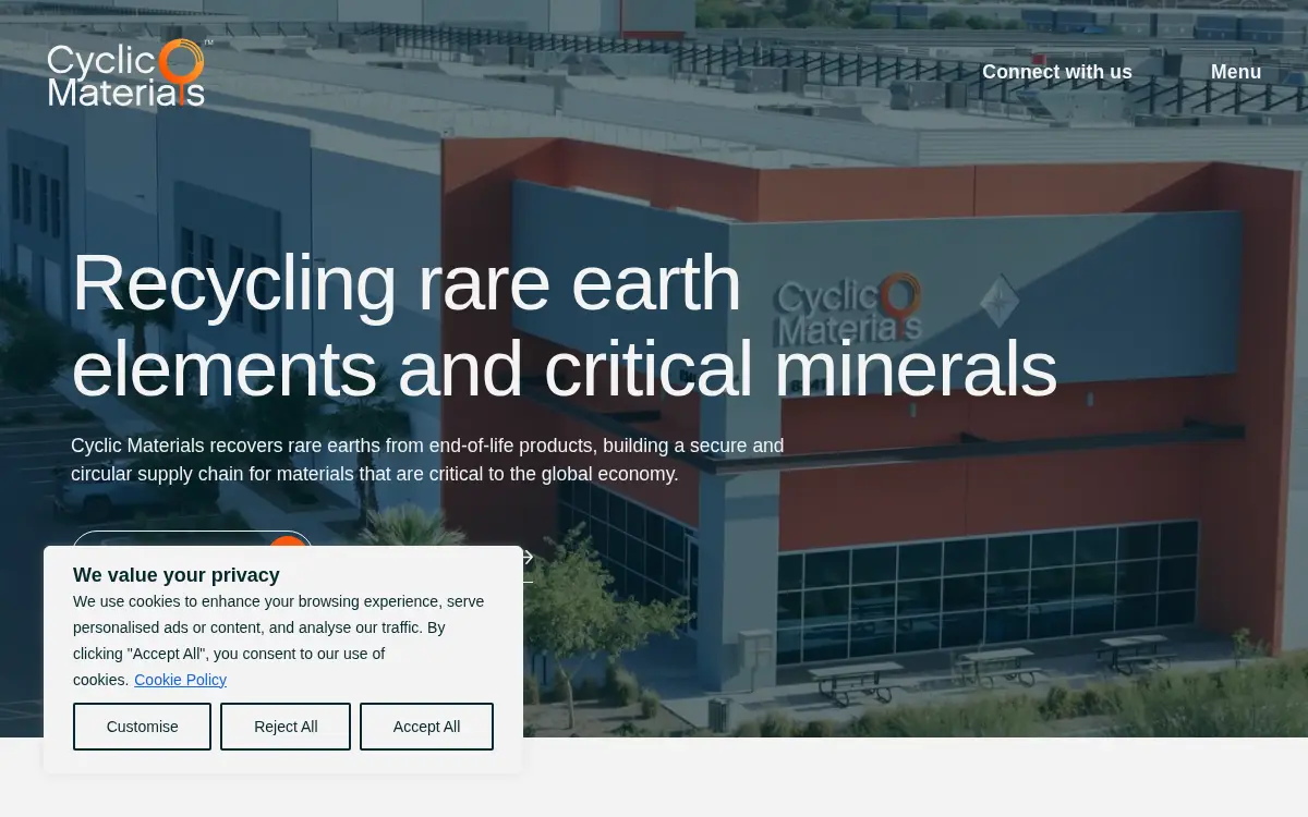 Homepage of Cyclic Materials, INC.