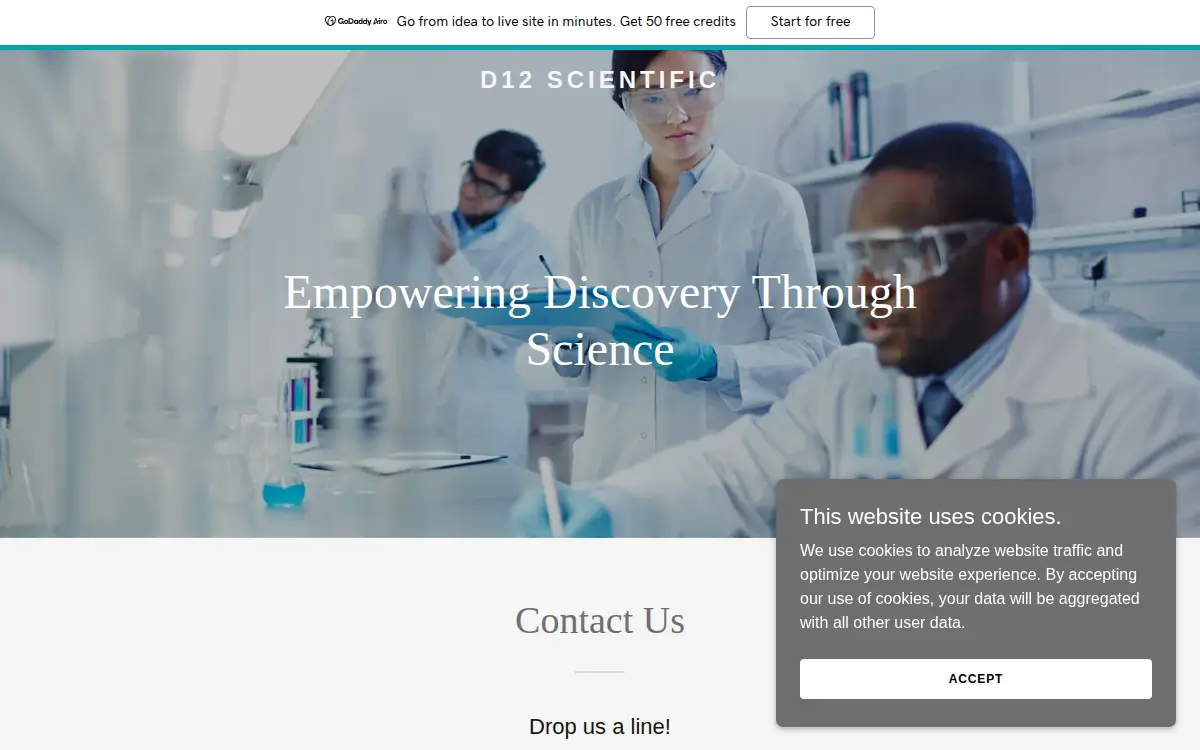 Homepage of D12 Scientific LLC