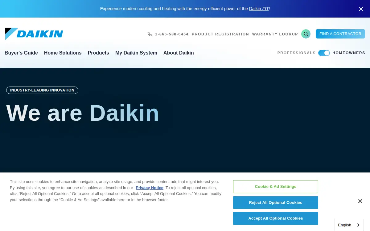 Homepage of Daikin Comfort Technologies North America INC