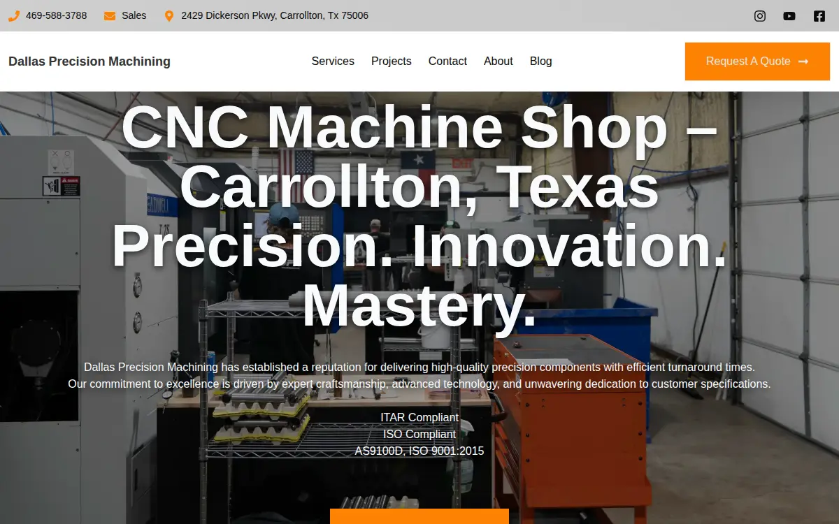 Homepage of Dallas Precision Machining LLC