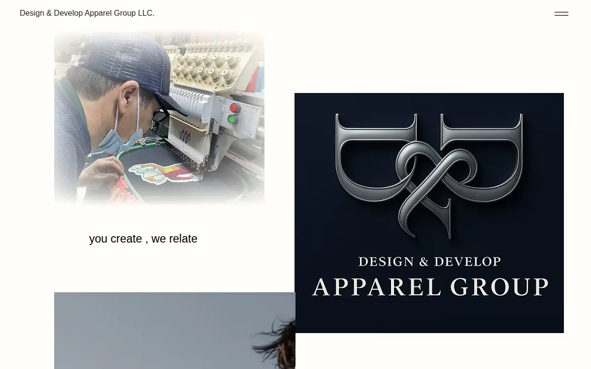 Homepage of Design & Develop Apparel Group LLC