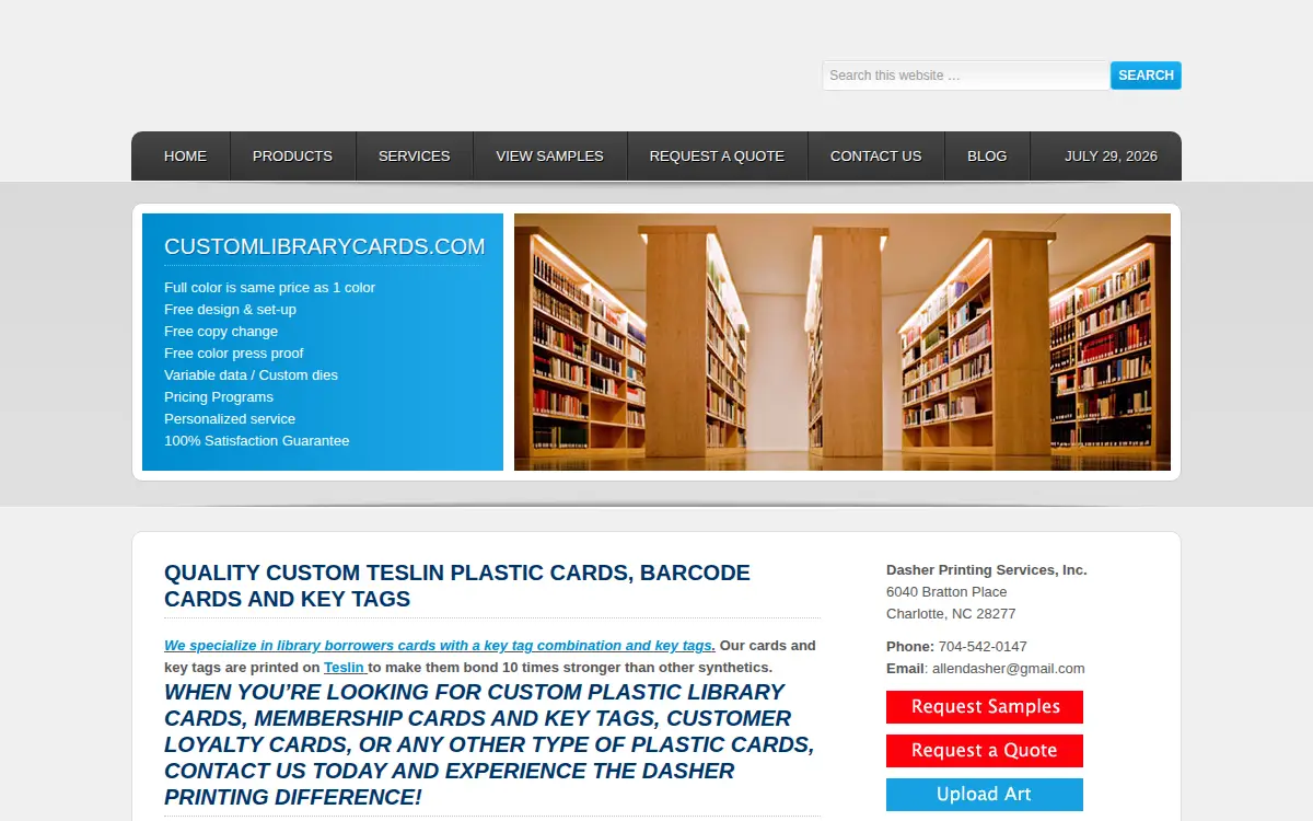 Homepage of Dasher Printing Services, INC.