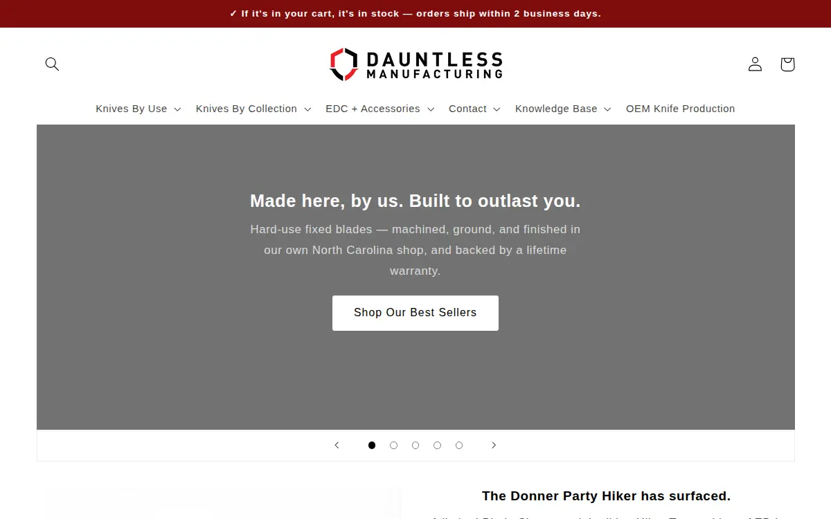 Homepage of Dauntless Manufacturing Solutions, LLC