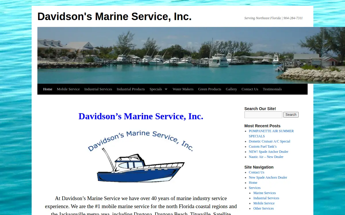 Homepage of Davidson's Marine Service, INC