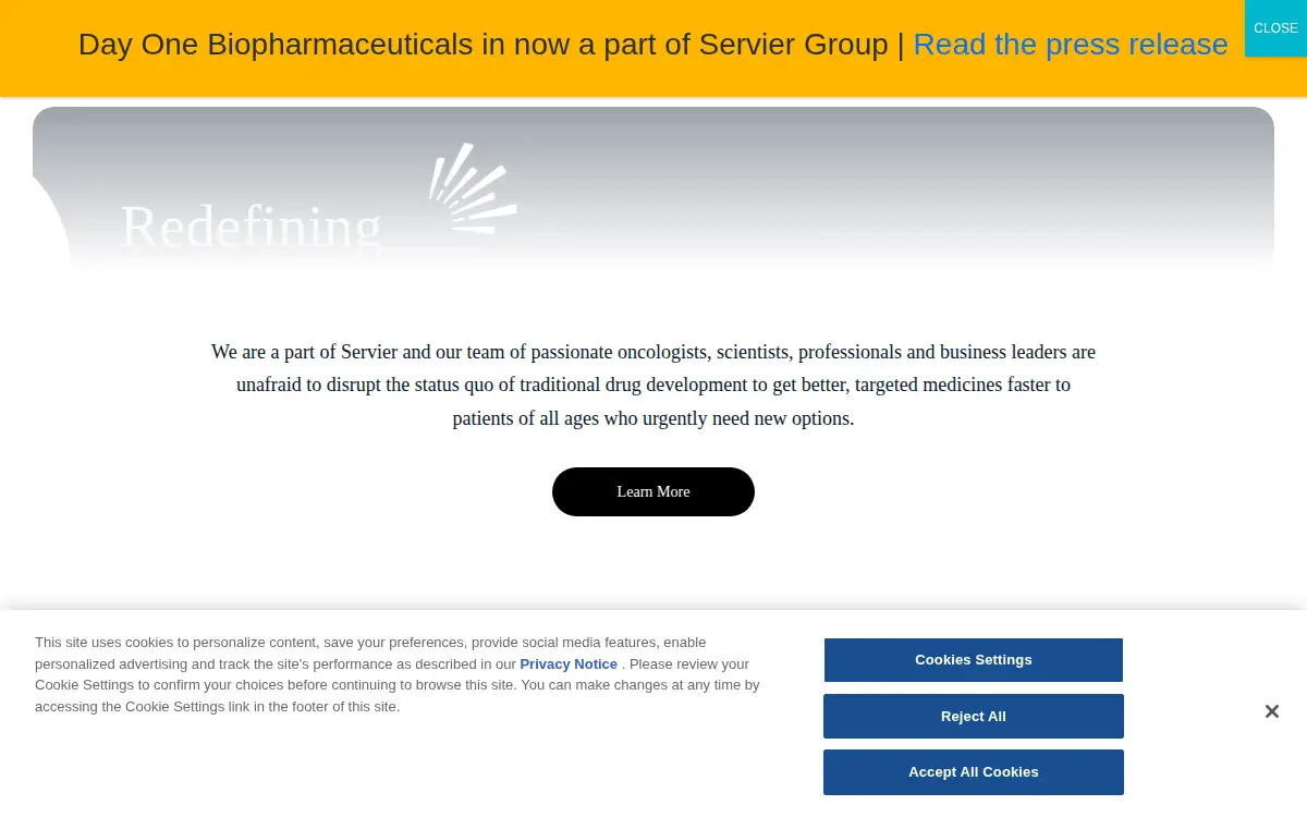 Homepage of Day One Biopharmaceuticals, INC