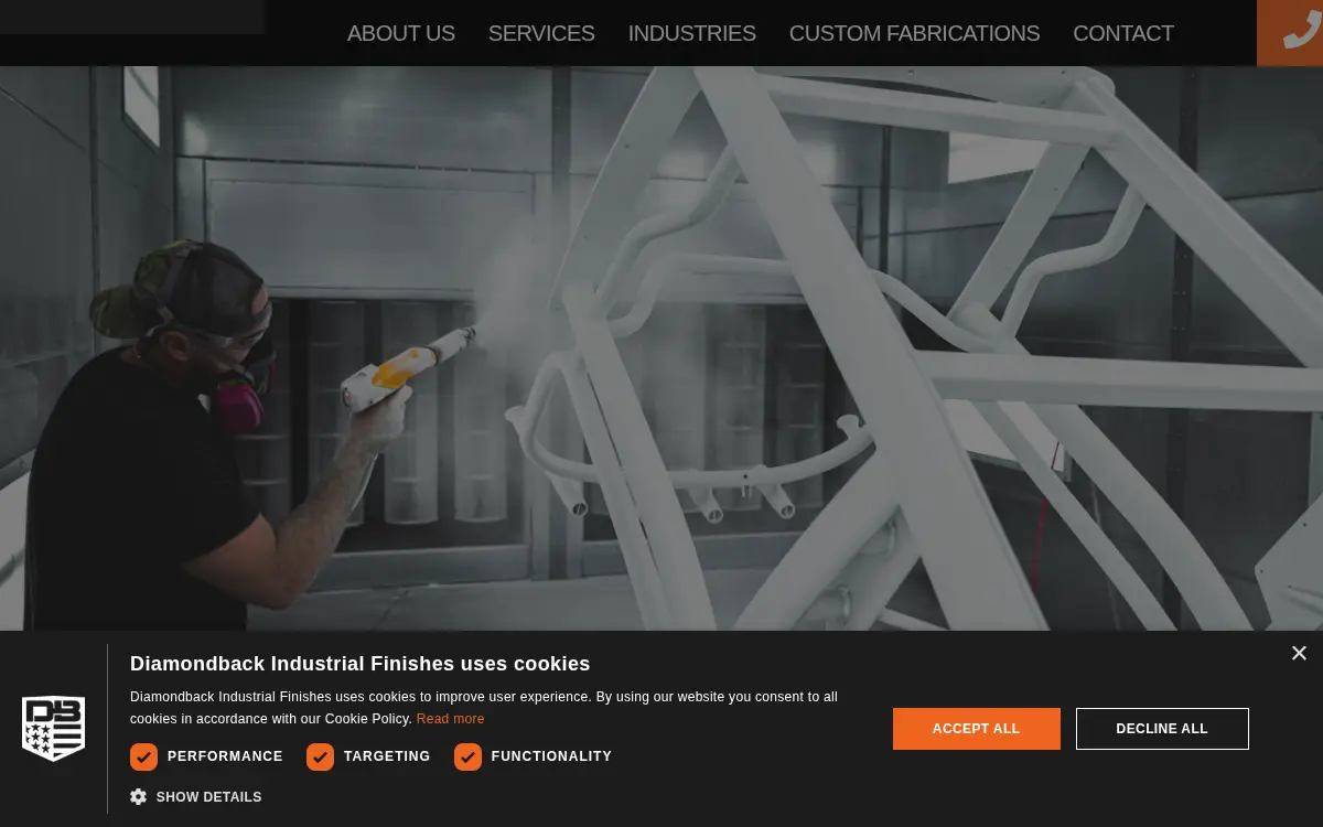 Homepage of Dm Industrial Finishes, LLC