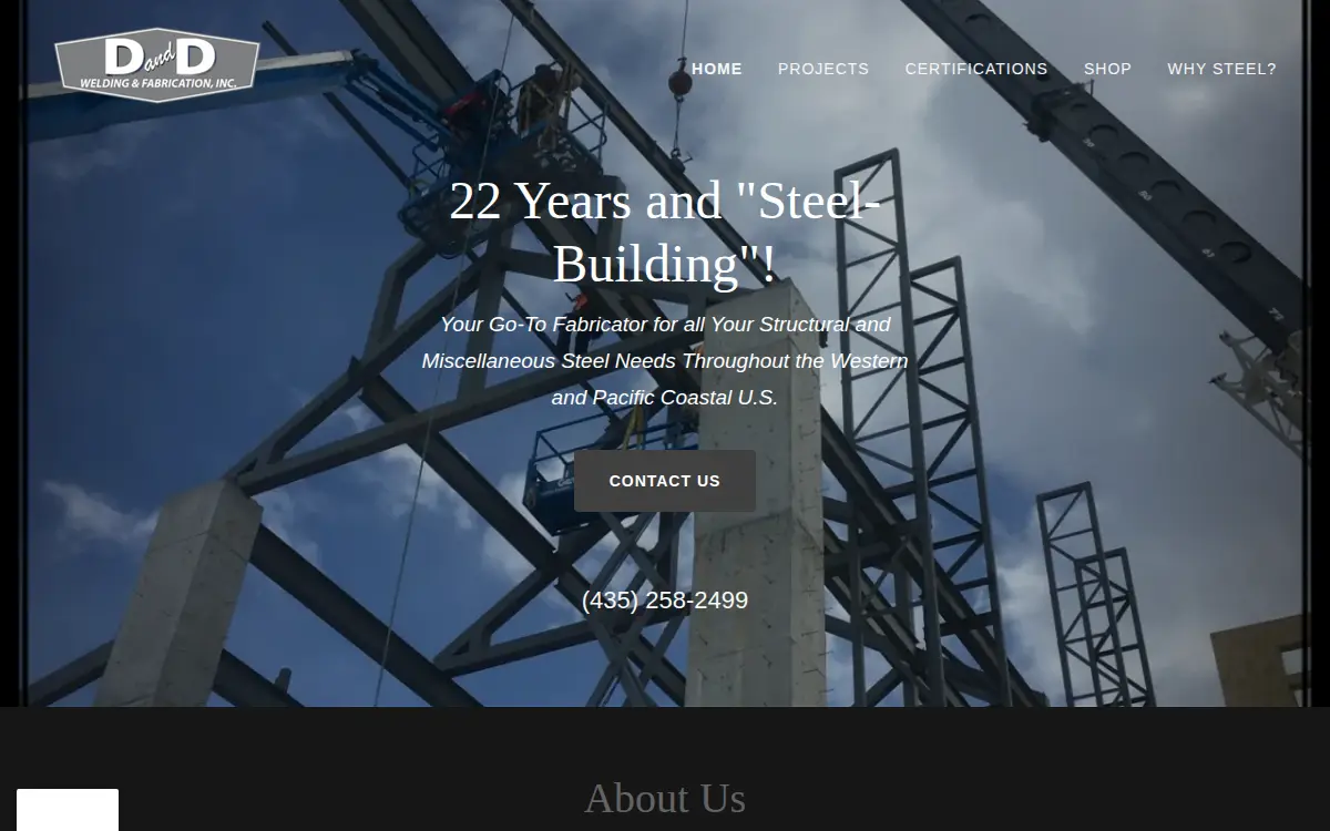 Homepage of D & D Welding & Fabrication INC