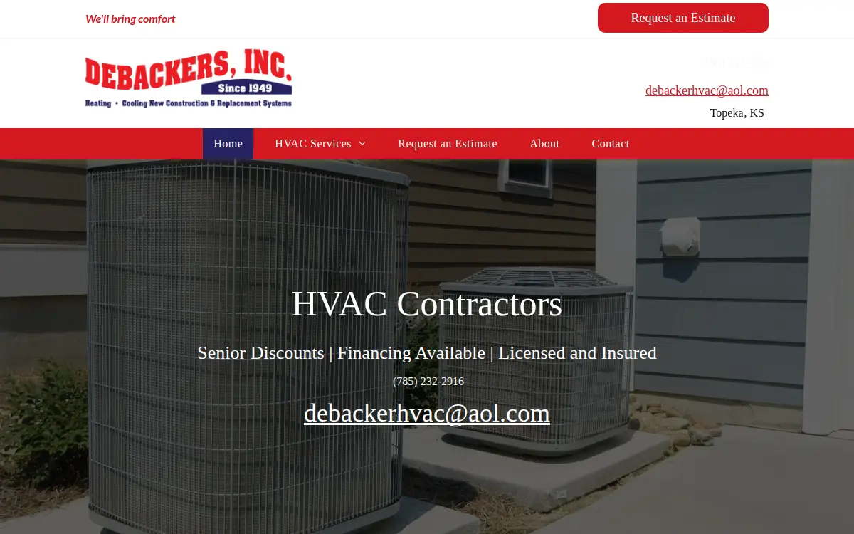 Homepage of Debacker's, INC.