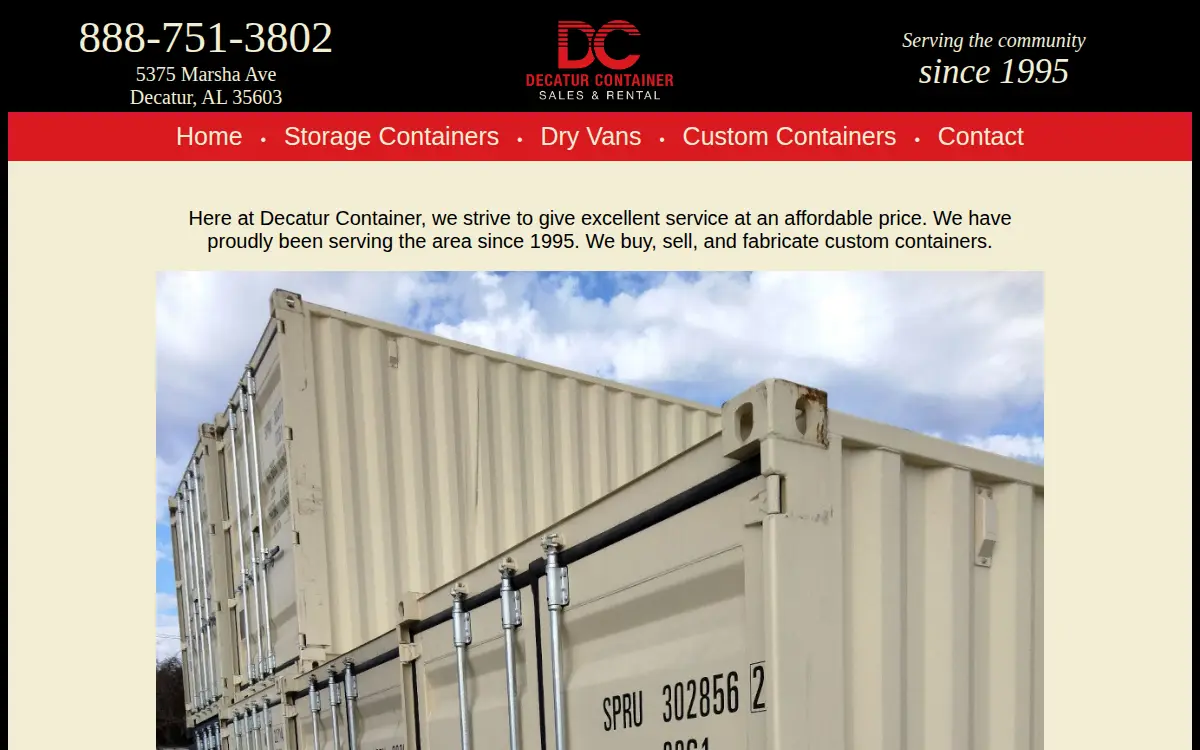 Homepage of Decatur Container Sales & Rental, INC.