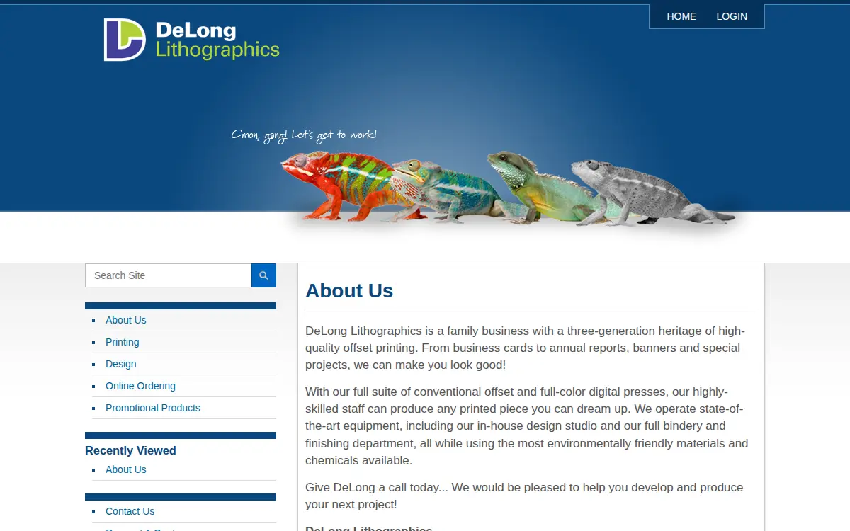 Homepage of Delong Lithographics Services, INC