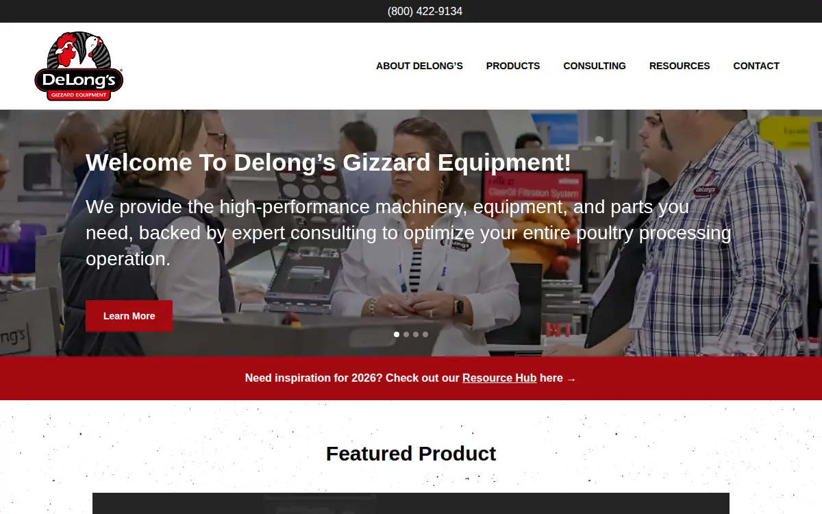 Homepage of Delong's Gizzard Equipment, INC.