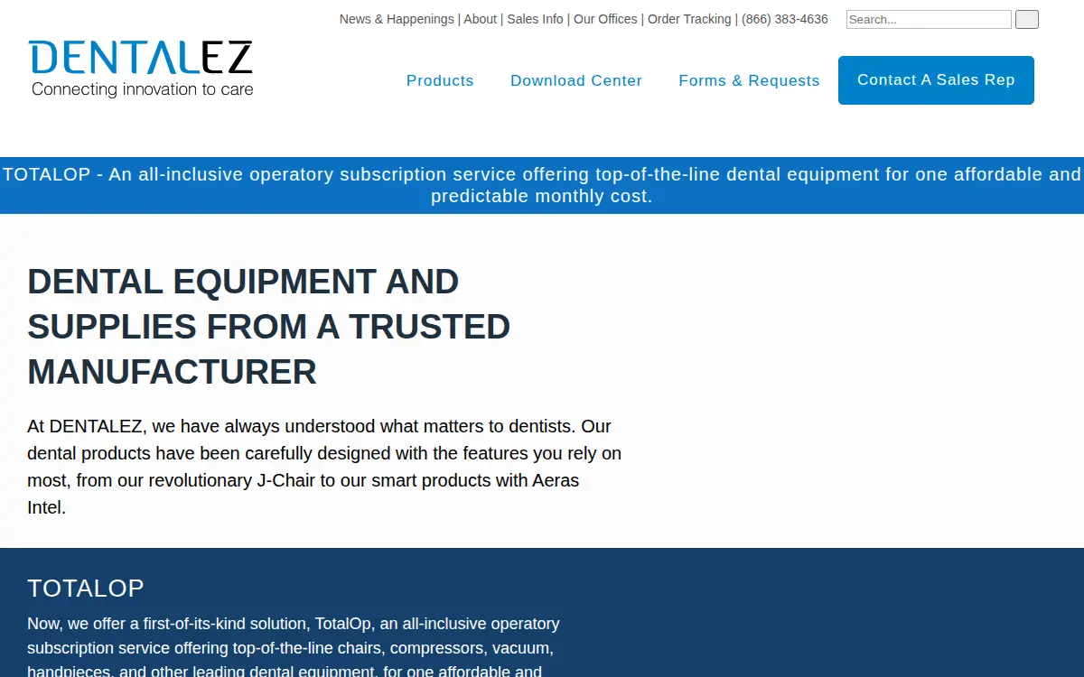 Homepage of Dentalez, INC.