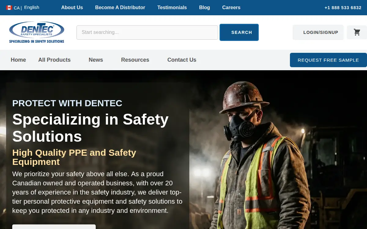 Homepage of Dentec Safety Specialists CORP