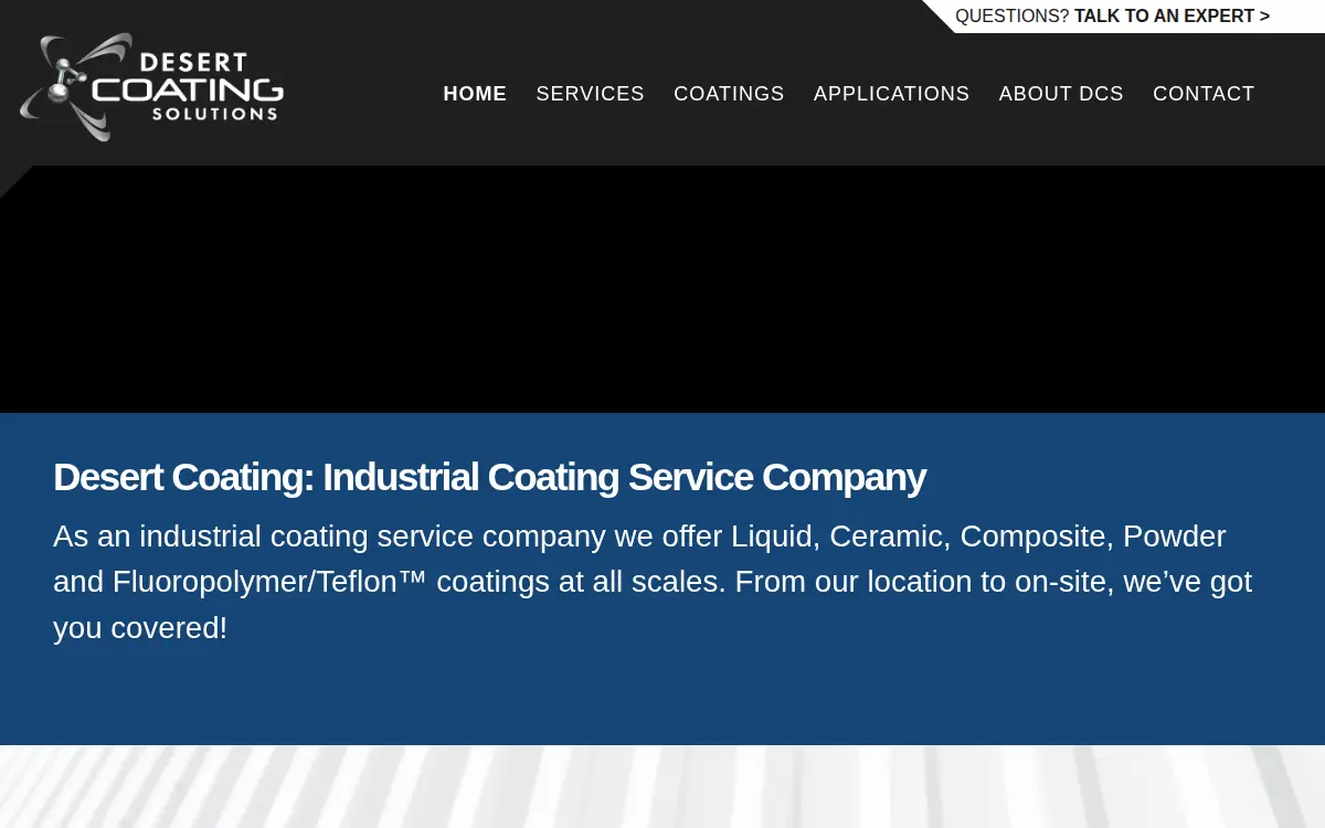 Homepage of Desert Powder Coating LLC