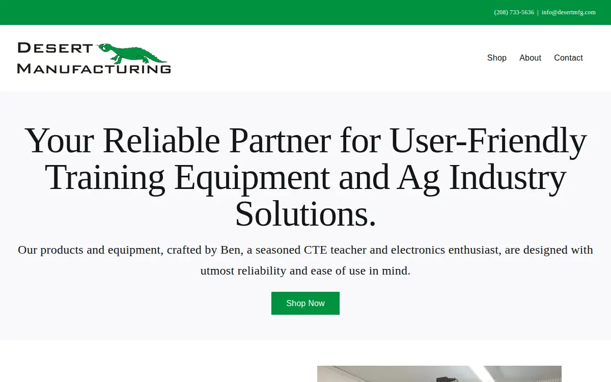 Homepage of Desert Electronics, LLC