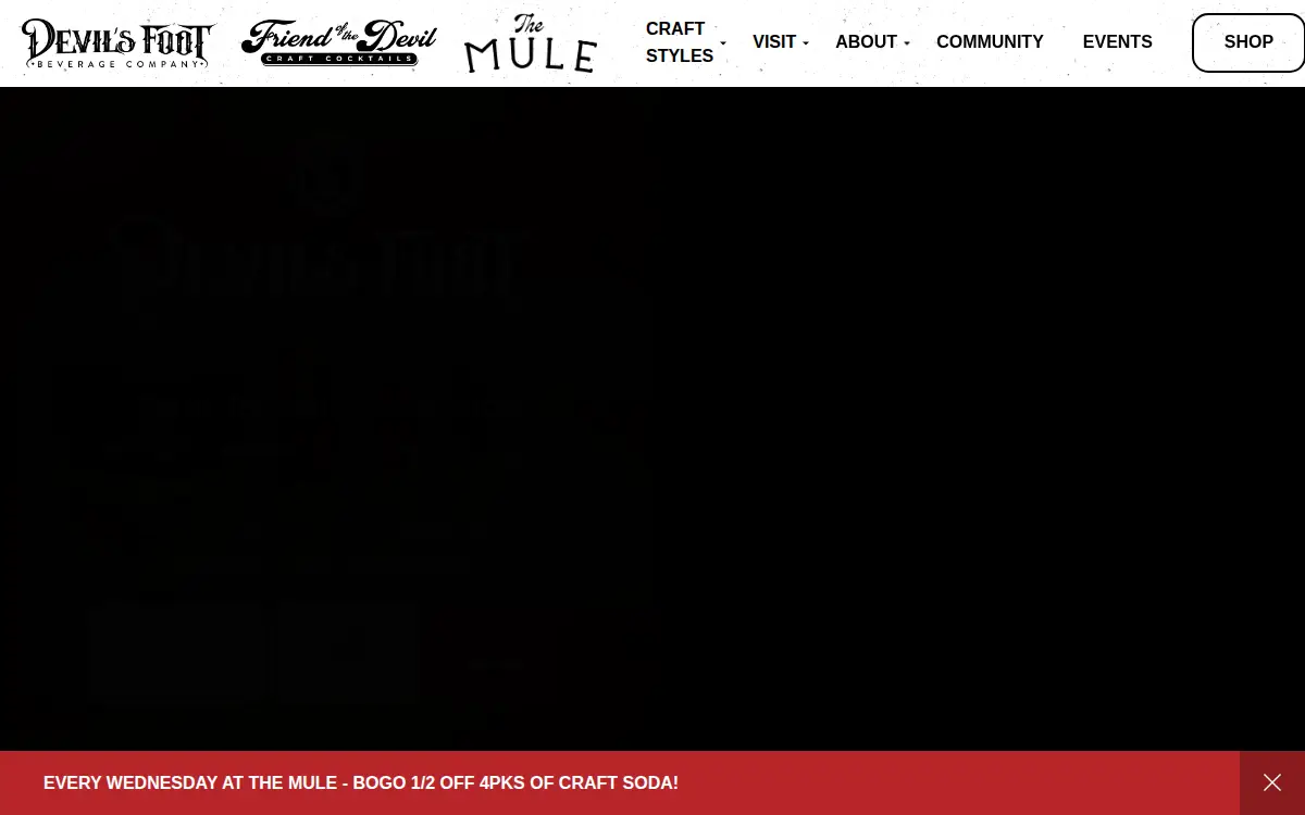 Homepage of Devil's Foot Distillery, LLC