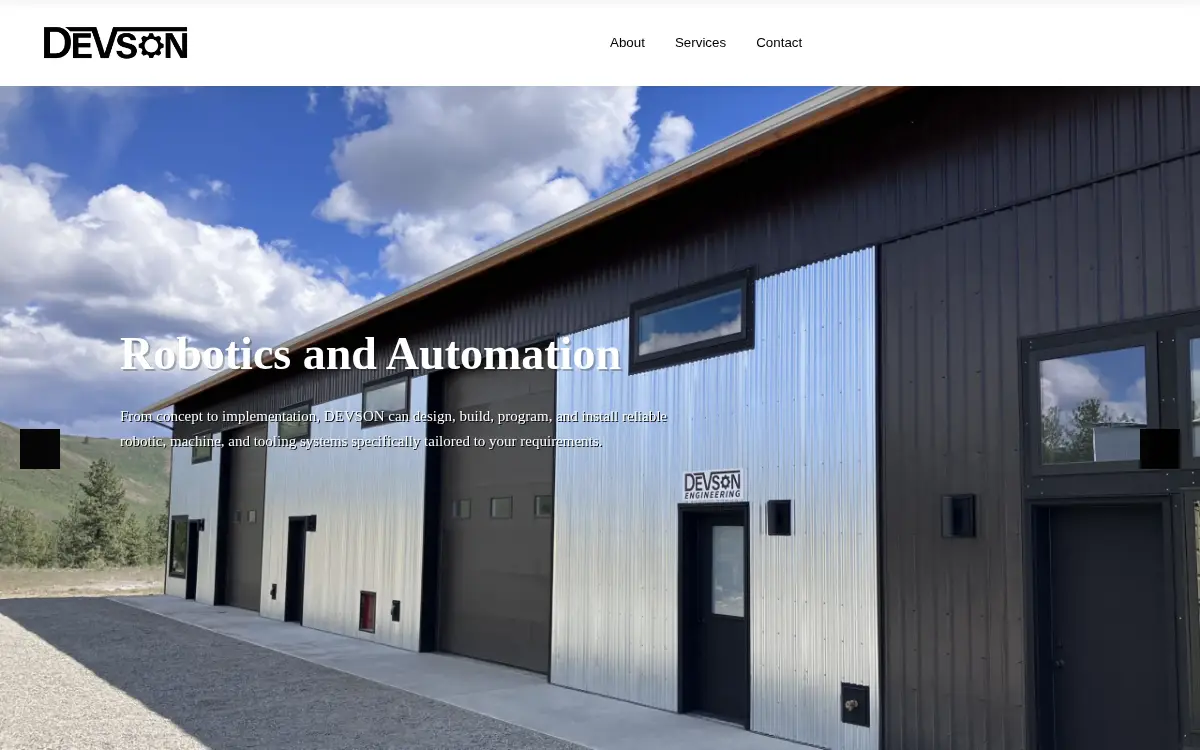 Homepage of Devson Engineering LLC