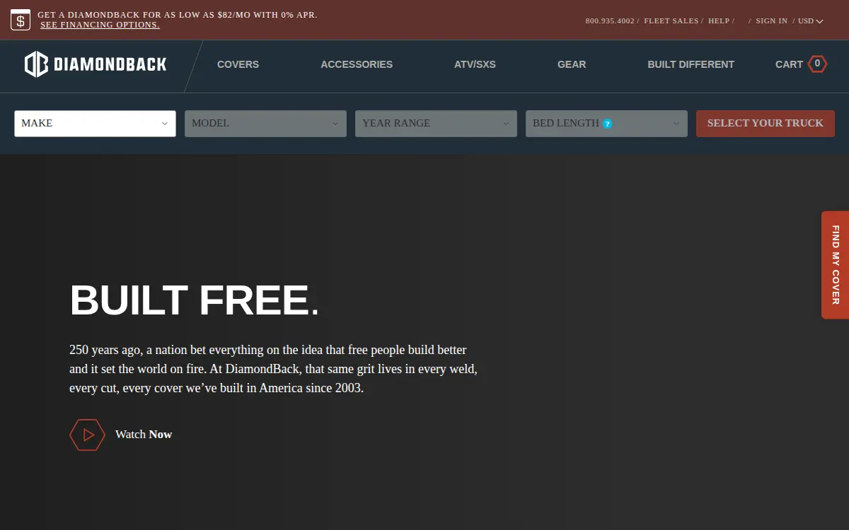 Homepage of Diamondback Automotive Accessories, INC.