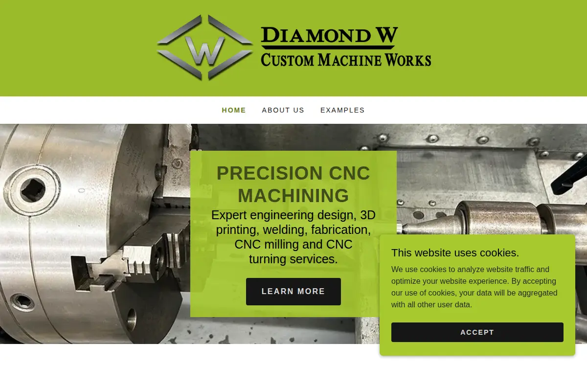 Homepage of Diamond W Custom Machine Works LLC