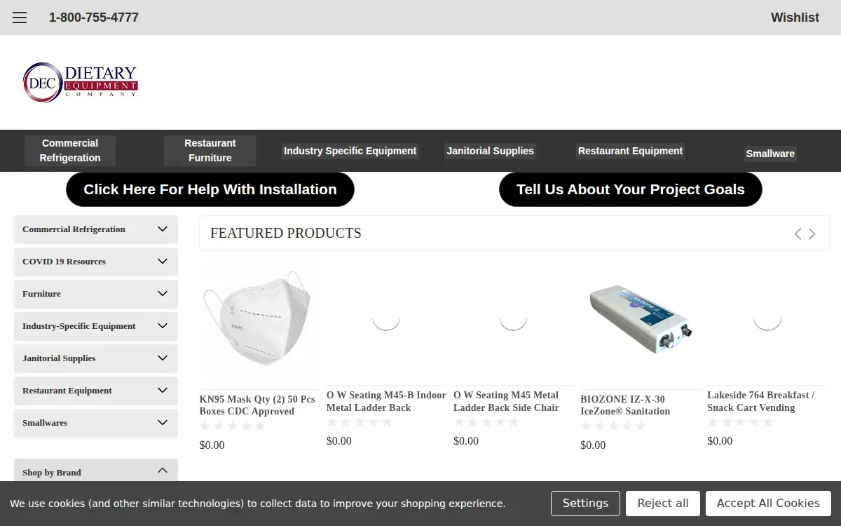 Homepage of Dietary Equipment Incorporated