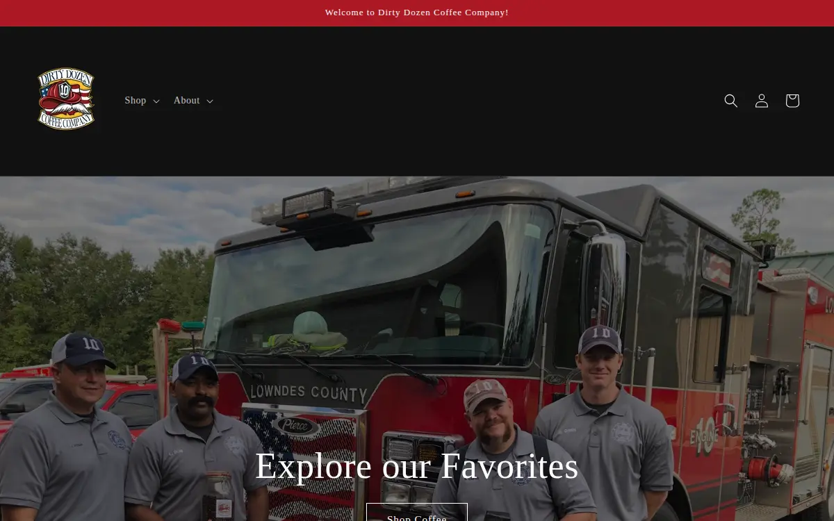 Homepage of Dirty Dozen Coffee Company LLC.