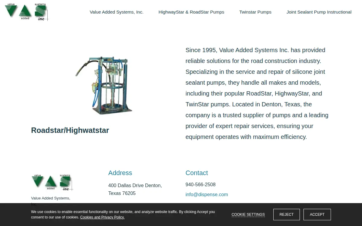 Homepage of Value Added Systems, INC