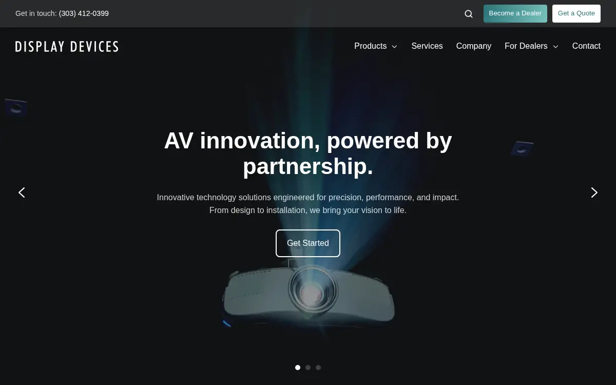 Homepage of Display Devices, INC.