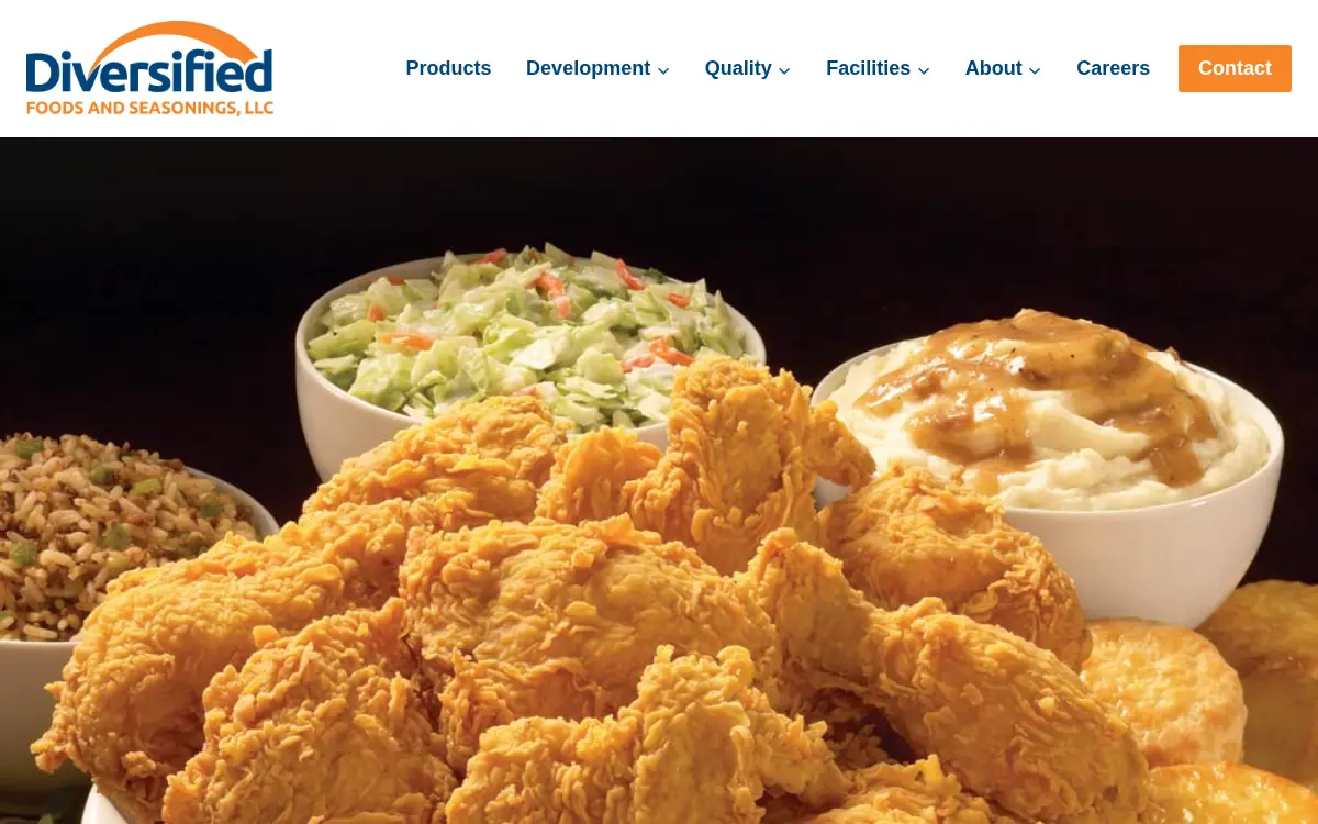 Homepage of Diversified Foods and Seasonings, L.l.c.