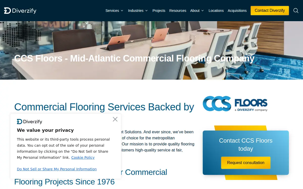 Homepage of Contract Carpet Solutions, LLC