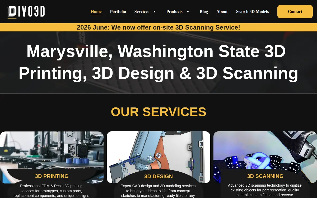 Homepage of Divo3d LLC