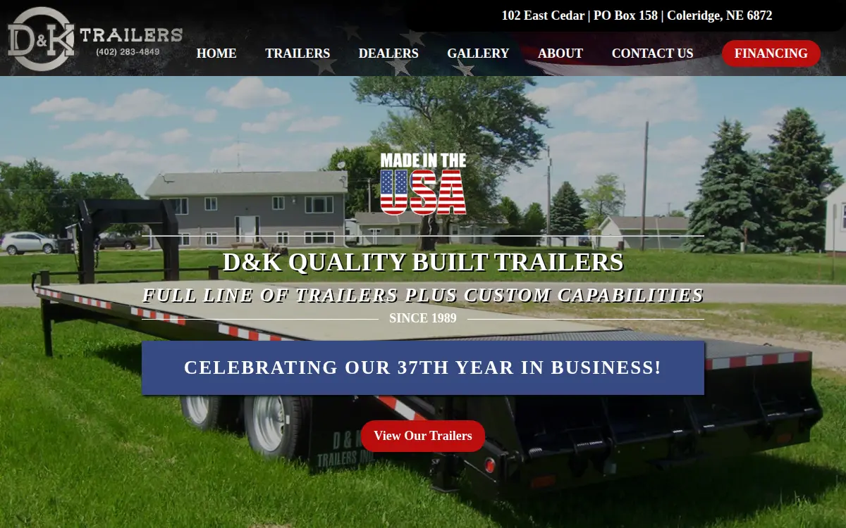 Homepage of D & K Trailers INC