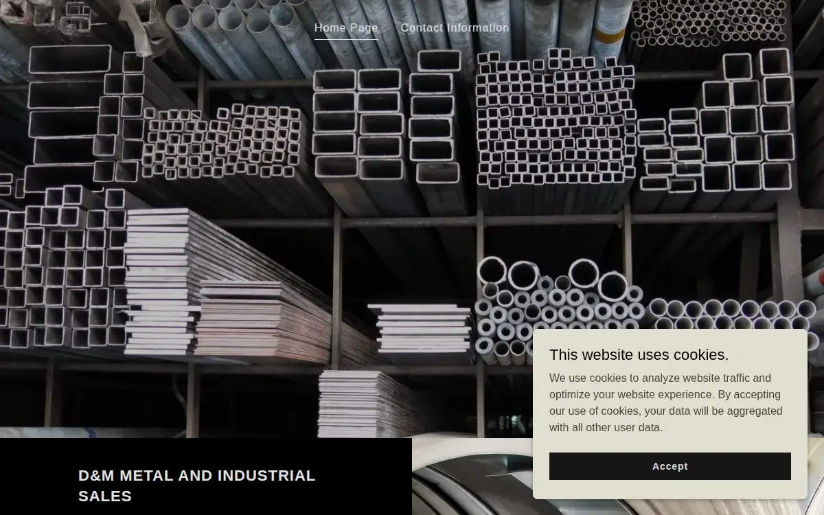 Homepage of D&m Metal and Industrial Sales LLC